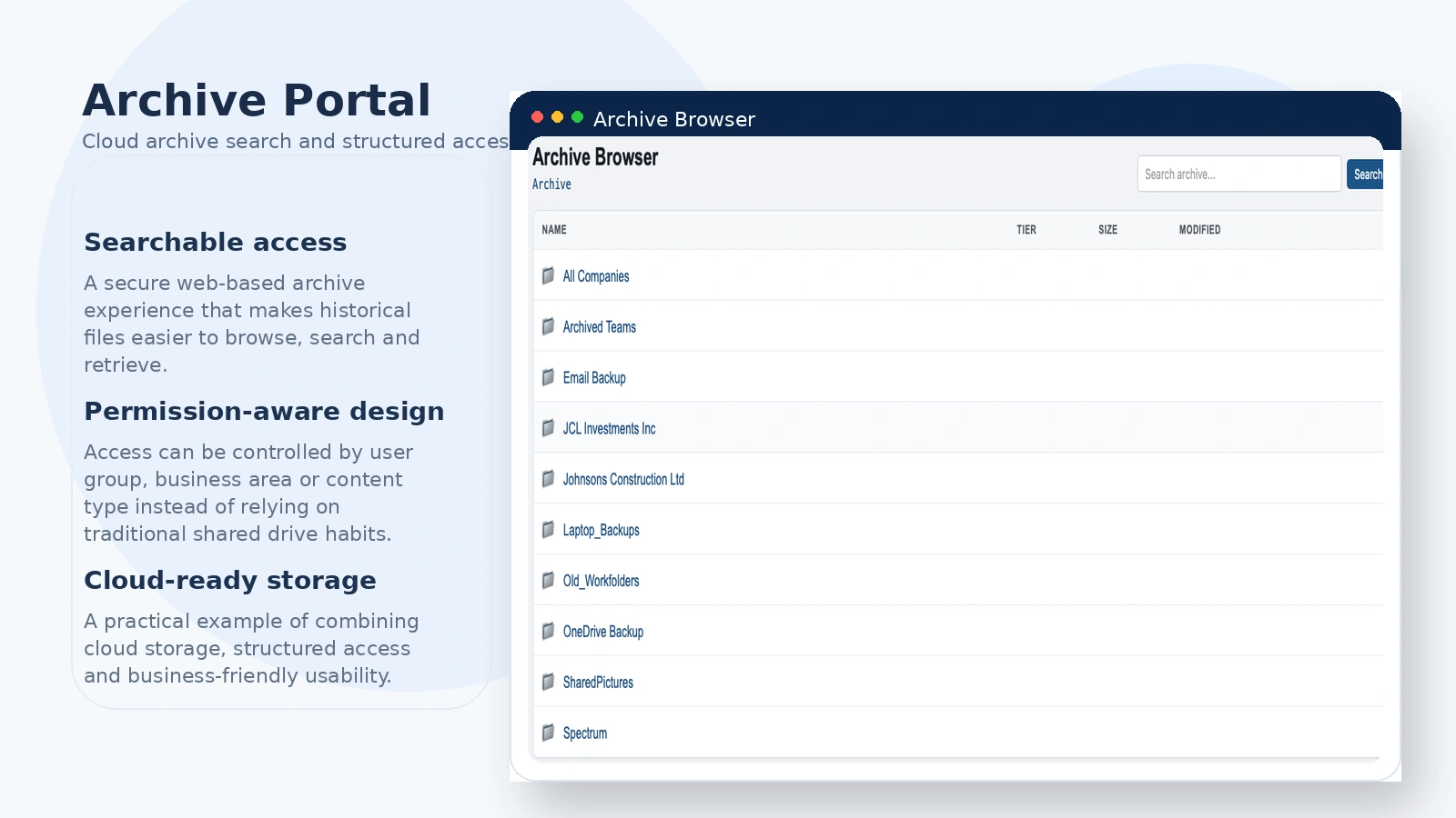 Archive portal preview